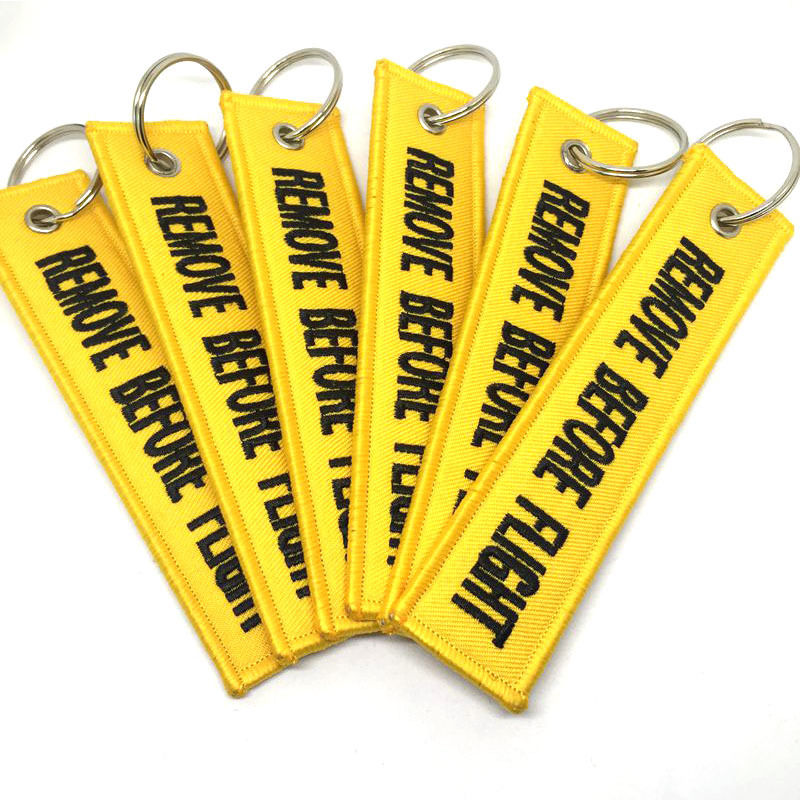 Remove Before Flight Double-sided Keychain Aviation Yellow &Blk